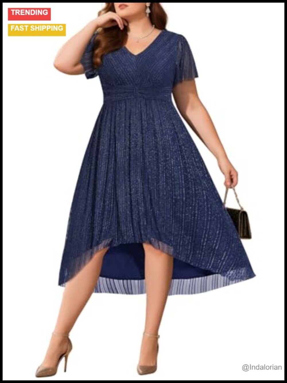 Pinup Fashion Plus Size Cocktail Dress Holiday Party High Low Midi Dress